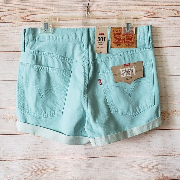 Levi's 501 Mid Rise Button Fly 5-Pocket 100% Cotton Shorts with Turn Up Leg 30 - Picture 2 of 8